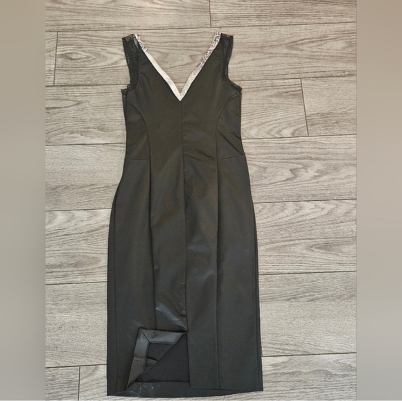 John Galliano Vintage Black Pencil Fitted satin sleevless V-neck Cocktail Dress - Picture 7 of 16